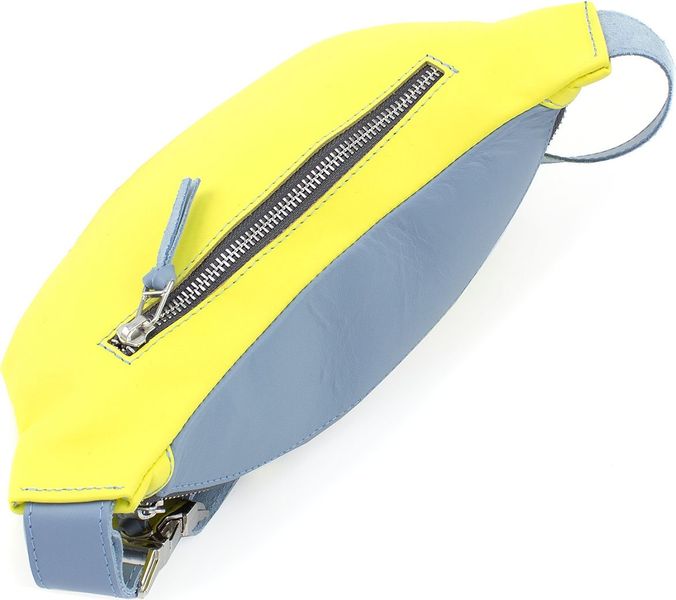Патріотична шкіряна сумка на пояс жовто-синього кольору Grande Pelle 74127445 74127445 фото