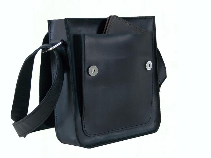 Чоловіча шкіряна сумка на плече SGE KL 001 black чорна KL 001 black фото