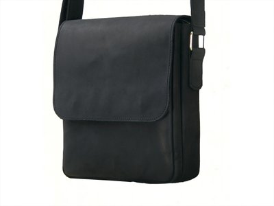 Чоловіча шкіряна сумка на плече на 2 відділа SGE MA 001 black чорна MA 001 black фото