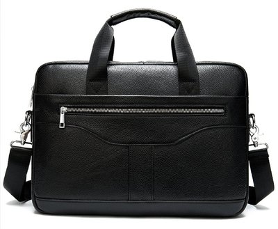 Деловая мужская сумка из зернистой кожи Vintage 14886 Черная 39482 фото
