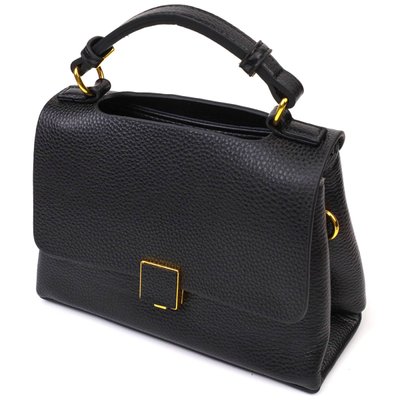 Женская стильная сумка из натуральной кожи 22074 Vintage Черная 22074 фото