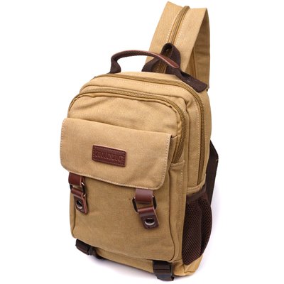 Оригінальний текстильний рюкзак з ущільненою спинкою та відділенням для планшета Vintage 22171 Пісочний 56807 фото