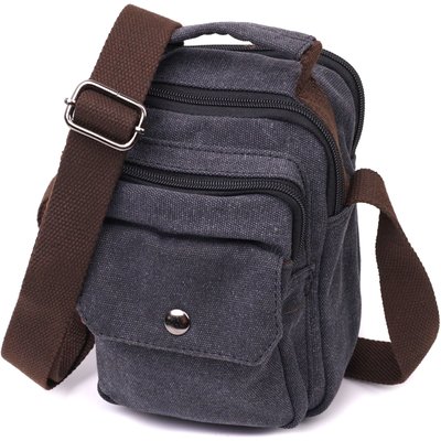 Компактная мужская сумка из плотного текстиля Vintage 22218 Черный 56845 фото