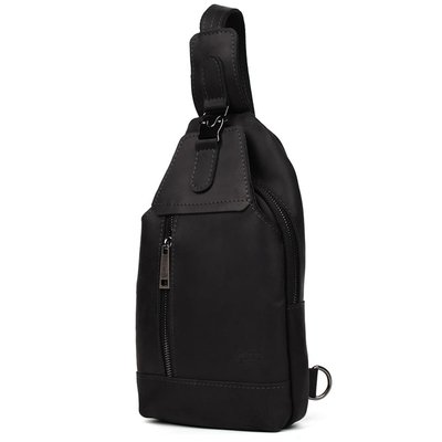 Мужской рюкзак слинг кожаный черный TARWA RA-0116-3md RA-0116-3md фото