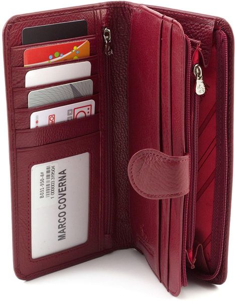 Бордовий шкіряний гаманець на кнопці Marco Coverna MC031-950-4 MC031-950-4 фото