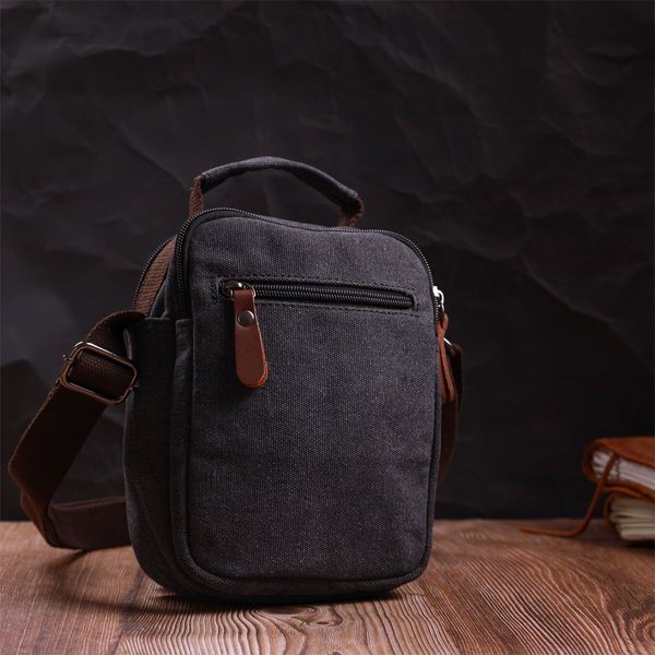 Компактна чоловіча сумка із щільного текстилю Vintage 22218 Чорний 56845 фото