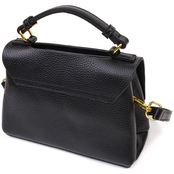 Жіноча стильна сумка з натуральної шкіри 22074 Vintage Чорна 22074 фото
