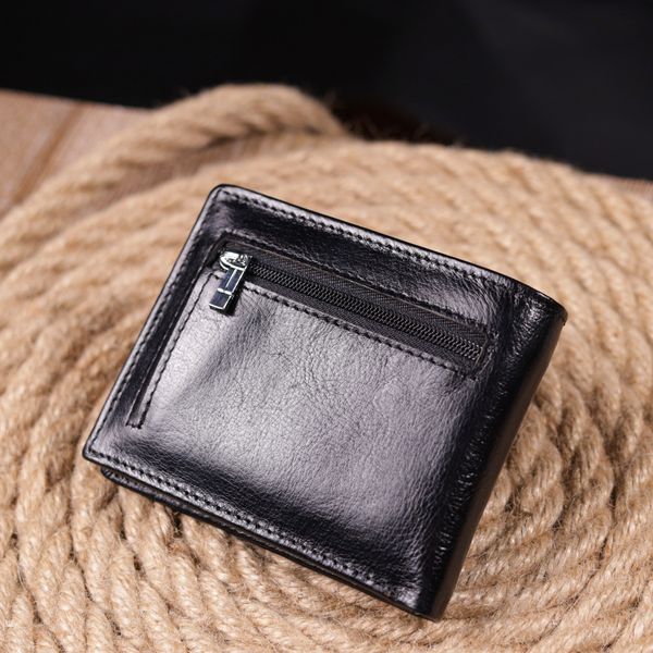 Компактный зажим для денег из натуральной гладкой кожи ST Leather 19416 Черный 19416 фото
