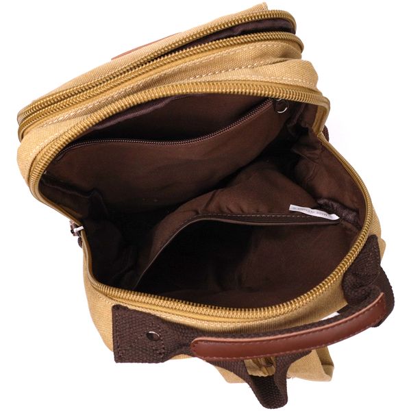 Оригінальний текстильний рюкзак з ущільненою спинкою та відділенням для планшета Vintage 22171 Пісочний 56807 фото
