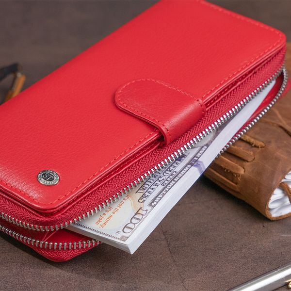 Вертикальний місткий гаманець зі шкіри жіночий ST Leather 19306 Червоний 19306 фото