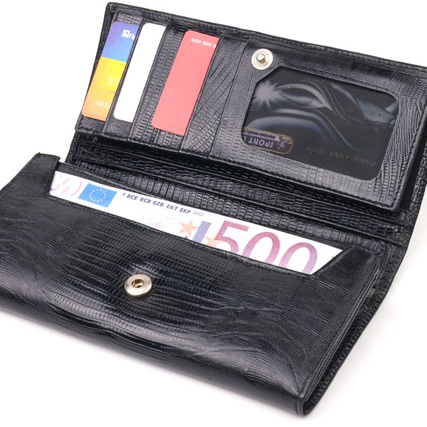 Привабливий жіночий гаманець із монетницею з натуральної фактурної шкіри CANPELLINI 21527 Чорний 21527 фото