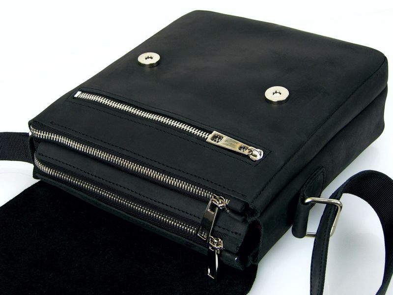 Мужская кожаная сумка на плечо на 2 отдела SGE MA 001 black черная MA 001 black фото