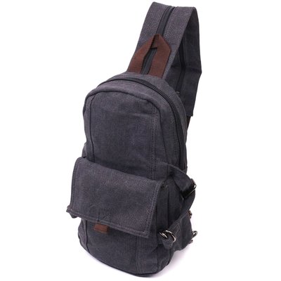 Зручний текстильний рюкзак у стилі мілітарі Vintagе 22179 Чорний 56815 фото