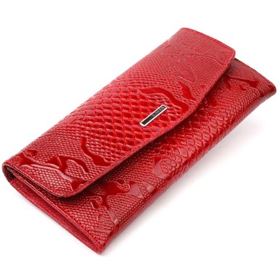 Красивий жіночий гаманець з клапаном із фактурної шкіри KARYA 21112 Червоний 21112 фото