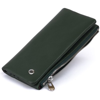Вертикальний гаманець на кнопці унісекс ST Leather 19207 Зелений 19207 фото