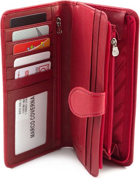 Червоний шкіряний гаманець на кнопці Marco Coverna MC031-950-2 MC031-950-2 фото