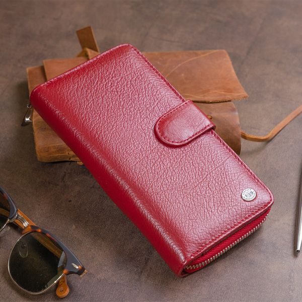 Вертикальний місткий гаманець зі шкіри жіночий ST Leather 19307 Бордовий 19307 фото