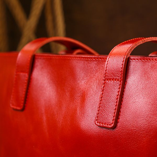 Яскрава жіноча сумка-шоппер із натуральної шкіри Shvigel 16366 Червоний 52500 фото