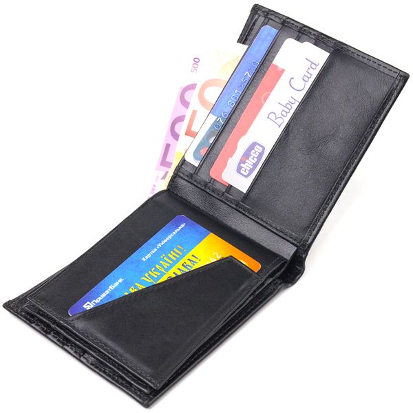 Якісний гаманець для чоловіків у два складення з натуральної гладкої шкіри CANPELLINI 21579 Чорний 21579 фото