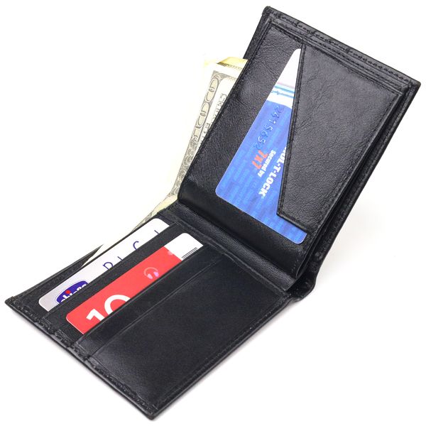 Якісний гаманець для чоловіків у два складення з натуральної гладкої шкіри CANPELLINI 21579 Чорний 21579 фото