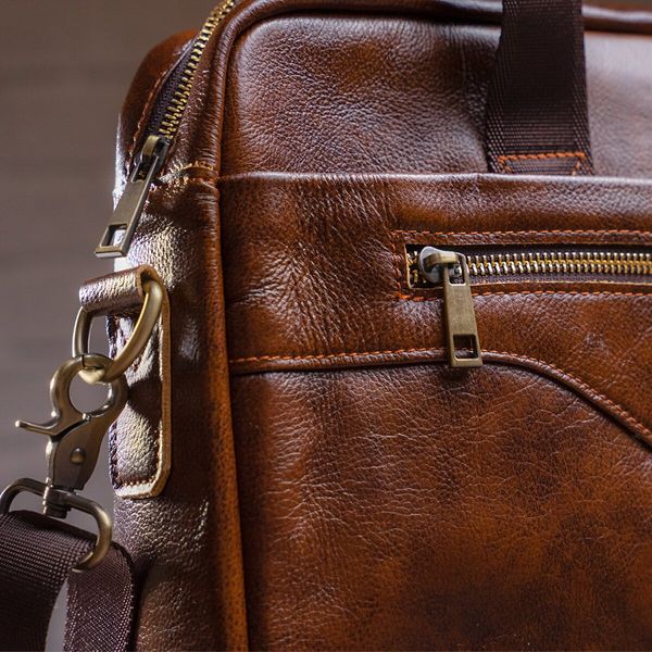 Ділова чоловіча сумка з зернистої шкіри Vintage 14837 Коричнева 14837 фото