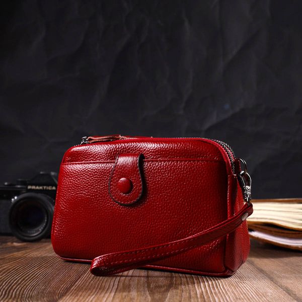 Яскрава сумка-клатч у стильному дизайні з натуральної шкіри 22125 Vintage Червона 22125 фото
