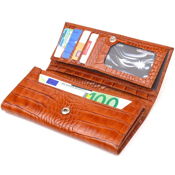 Якісний жіночий гаманець із монетницею з натуральної фактурної шкіри CANPELLINI 21528 Рудий 21528 фото