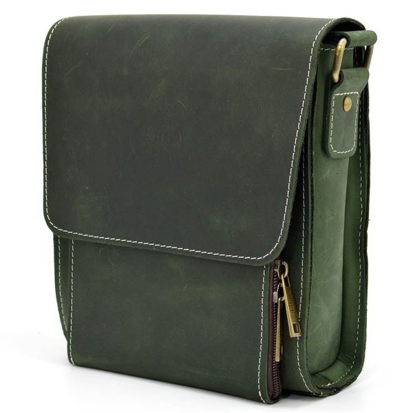 Мужская сумка на плечо из натуральной винтажной кожи Tarwa RE-3027-3md зеленая RE-3027-3md фото