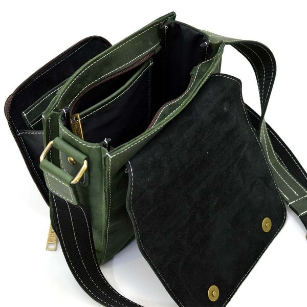 Мужская сумка на плечо из натуральной винтажной кожи Tarwa RE-3027-3md зеленая RE-3027-3md фото