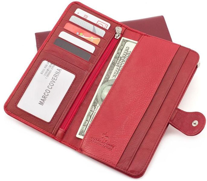 Красный кожаный кошелёк на кнопке Marco Coverna MC031-950-2 MC031-950-2 фото