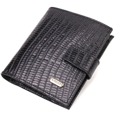 Фактурный мужской бумажник из натуральной кожи с тиснением под крокодила CANPELLINI 21745 Черный 21745 фото