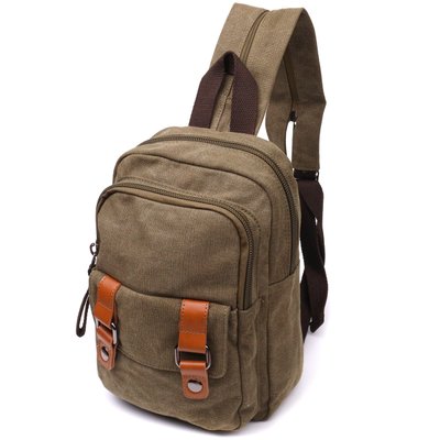 Сумка-рюкзак в стиле милитари с двумя отделениями из плотного текстиля Vintage 22163 Оливковый 56799 фото