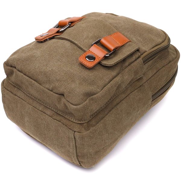 Сумка-рюкзак у стилі мілітарі з двома відділеннями із щільного текстилю Vintage 22163 Оливковий 56799 фото