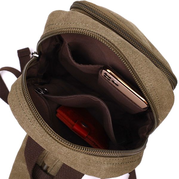Сумка-рюкзак у стилі мілітарі з двома відділеннями із щільного текстилю Vintage 22163 Оливковий 56799 фото