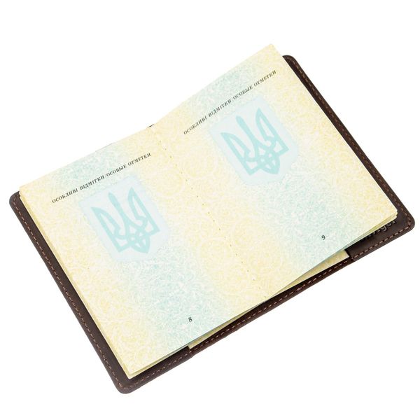 Обкладинка на паспорт Shvigel 13954 шкіряна матова Коричнева 13954 фото
