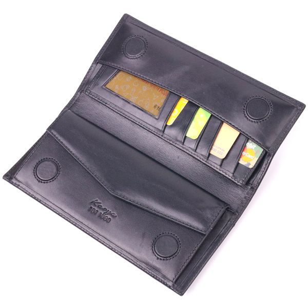 Класичний вертикальний гаманець з натуральної гладкої шкіри KARYA 21435 Чорний 21435 фото