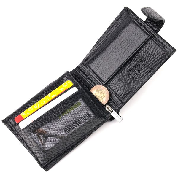 Класичний чоловічий гаманець з хлястиком із натуральної шкіри KARYA 21077 Чорний 21077 фото