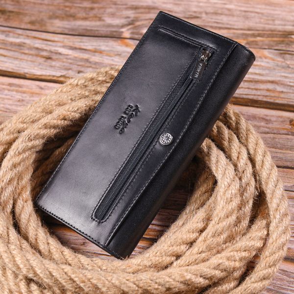Класичний вертикальний гаманець з натуральної гладкої шкіри KARYA 21435 Чорний 21435 фото