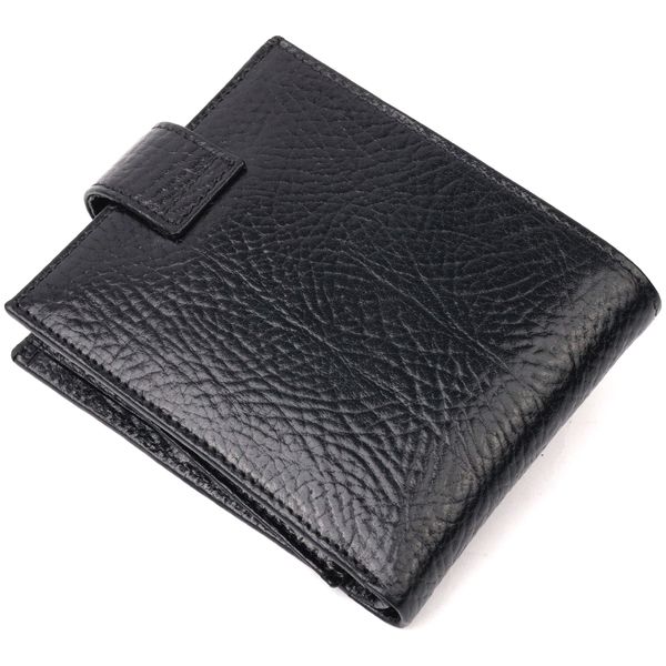 Класичний чоловічий гаманець з хлястиком із натуральної шкіри KARYA 21077 Чорний 21077 фото