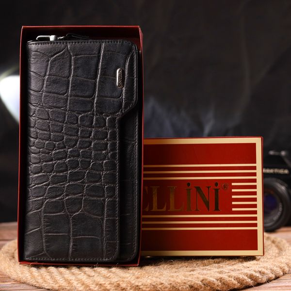 Качественное портмоне клатч из натуральной фактурной кожи CANPELLINI 21543 Черное 21543 фото