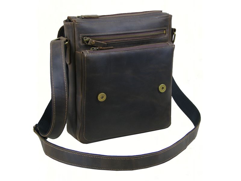 Велика шкіряна чоловіча сумка на плече SGE AR 002 brown коричнева AR 002 brown фото