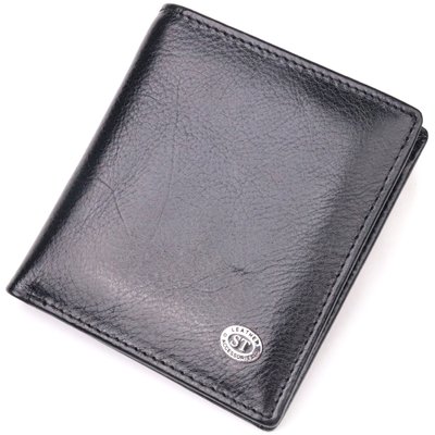 Компактный бумажник для денег из натуральной гладкой кожи ST Leather 19418 Черный 19418 фото