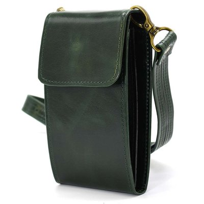 Шкіряна жіноча сумка-чохол панч GE-2122-4lx TARWA, зелена глянець GE-2122-4lx фото