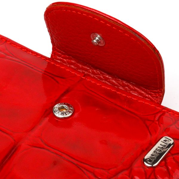 Лакированный вертикальный женский кошелек из натуральной кожи с тиснением под крокодила CANPELLINI 21681 Красный 21681 фото