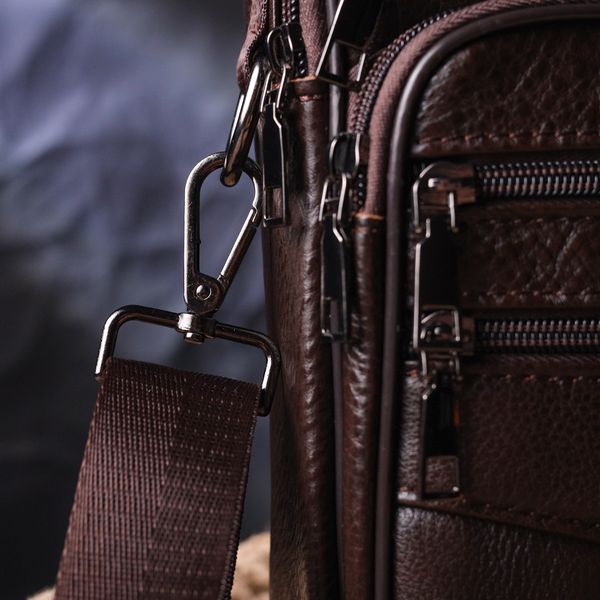 Практичная мужская сумка кожаная 21274 Vintage Коричневая 21274 фото