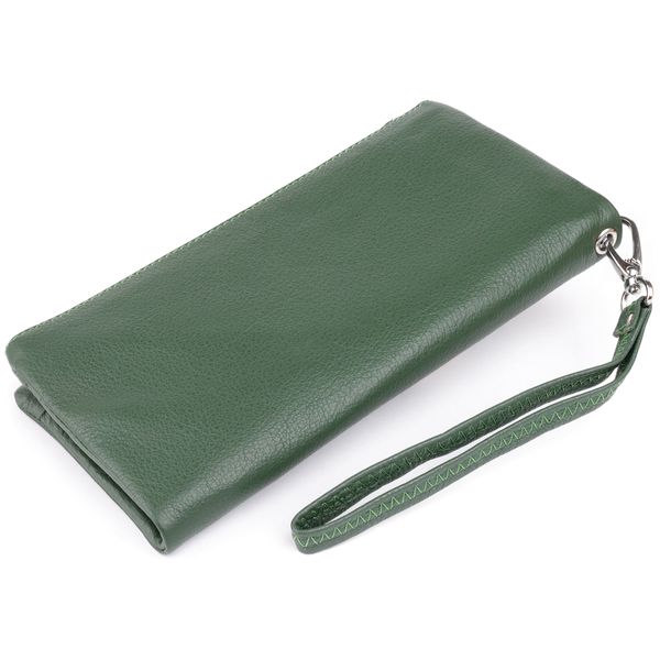 Гаманець-клатч зі шкіри з кишенею для мобільного ST Leather 19308 Зелений 19308 фото
