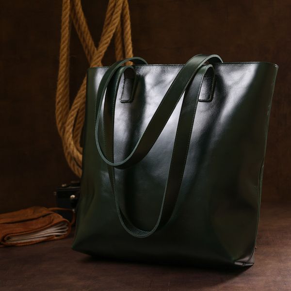 Кожаная женская сумка-шоппер Shvigel 16367 Зеленый 52501 фото