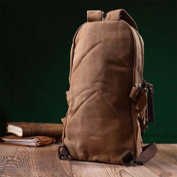 Місткий текстильний рюкзак у стилі мілітарі Vintagе 22180 Коричневий 56816 фото