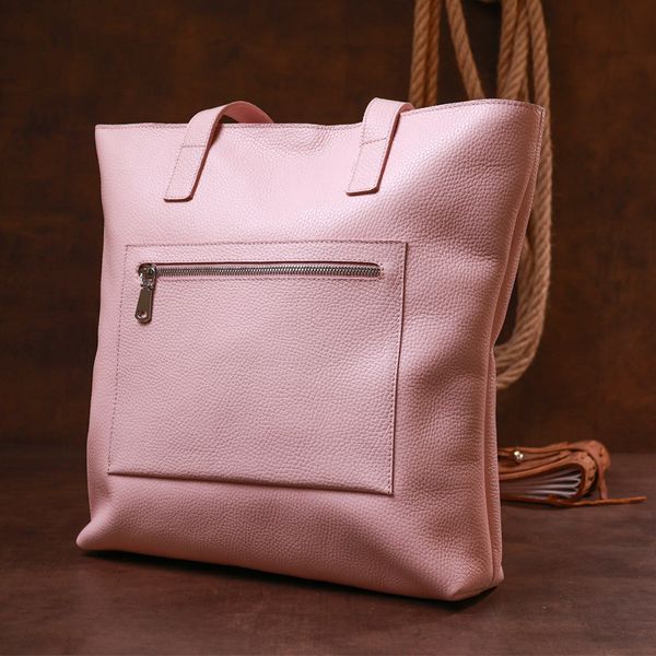 Містка шкіряна жіноча сумка-шоппер Shvigel 16356 Рожевий 52651 фото