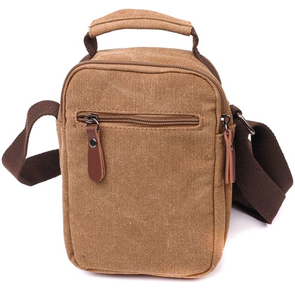 Практичная небольшая мужская сумка из плотного текстиля Vintage 22220 Коричневый 56847 фото